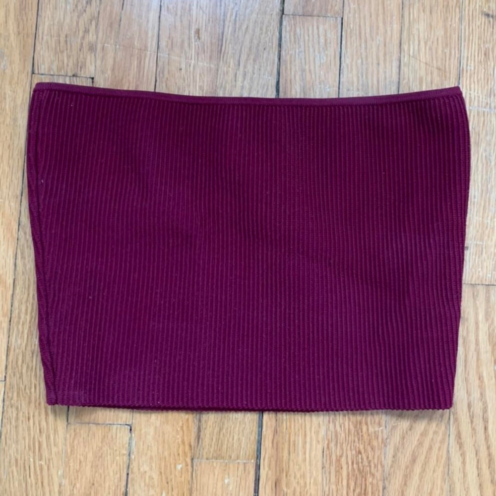 Babaton Essamba tube top in burgundy red sculpt knit